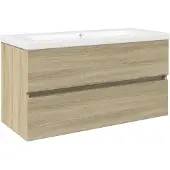 vidaXL 2-delige Badkamermeubelset keramiek en bewerkt hout