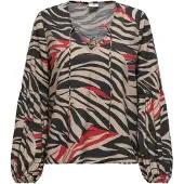 ONLY Blouse 'JDYPhilippa' lichtbruin / donkerrood / zwart