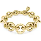 HUGO BOSS Goudkleurige armband met cirkelvormige en ovale schakels Maat M