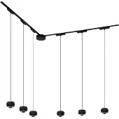 QAZQA Modern railsysteem met 6 zwarte pendellampen 1-fase - Magnetic Lance