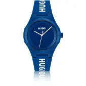 HUGO Blauw horloge met silicone logobandje