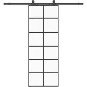 vidaXL Schuifdeur met beslagset 76x205 cm ESG glas zwart