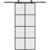 vidaXL Schuifdeur met beslagset 90x205 cm ESG glas zwart