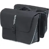 Basil Forte - Dubbele fietstas MIK - 35L - Waterafstotend polyester- Aansnoerband en verstelbare sluiting - Reflectie details - Zwart/zwart