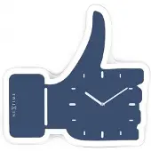 Nextime Thumbs Blauw - Klok - Glas - 41,5x40,5 cm - Blauw