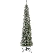 Everlands Kunstkerstboom Pencil Pine Snowy 240 cm Hoog Groen Wit Besneeuwd