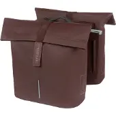 Basil City Dubbele Fietstas 28-32L Roasted Brown Waterafstotend Met MIK Adapterplaat Reflecterend Voor E-bike & Stadsfiets