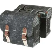 Basil Boheme Dubbele Fietstas - 35L Charcoal Waterafstotend Polyester Met MIK Adapterplaat Reflecterend Kunstleren Details E-bike Ready