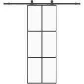 vidaXL Schuifdeur met beslagset 76x205 cm ESG glas zwart
