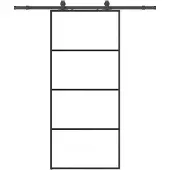 vidaXL Schuifdeur met beslagset 90x205 cm ESG glas zwart