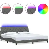 vidaXL Bedframe met LED zonder matras 200x200 cm stof donkergrijs