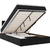 vidaXL Bed poef met matrassen en LED's 120x190cm kunstleer zwart