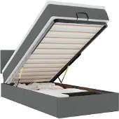 vidaXL Bed poef met matras en LED's 90x200 cm stof donkergrijs