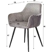 Dimehouse Set van 2 Eetkamerstoelen Licia Ribstof - Met Armleuningen Grijs