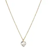 Traveller Ketting met Hanger - Collier Dames - Goud - Hartje - Swarovski Kristal - 11 x 10 mm - 22kt Verguld - Lengte Verstelbaar 38 / 41 / 44 cm. - 157257