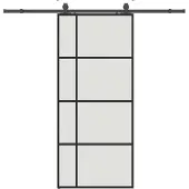 vidaXL Schuifdeur met beslag, zwart, 90x205 cm, veiligheidsglas