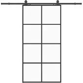 vidaXL Schuifdeur met beslagset 102,5x205 cm ESG glas zwart