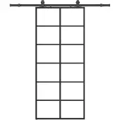 vidaXL Schuifdeur met beslag, zwart, 90x205 cm, veiligheidsglas