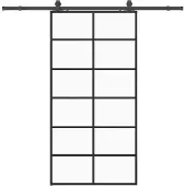 vidaXL Schuifdeur met beslagset 102x205 cm ESG glas zwart