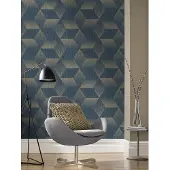 Rasch BLAUW GOUD RETRO BEHANG 311013
