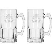 Libbey Gegraveerde set bierpullen 1ltr Just Married 6 years ago