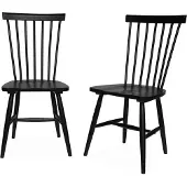 Sweeek Stoel natuurlijk rubberhout, set van 2 Zwart