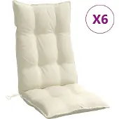 vidaXL Stoelkussens 6 st hoge rug oxford stof crèmekleurig