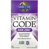 Garden of life , Vitamin Code, RAW Zink, 60 plantaardige capsules