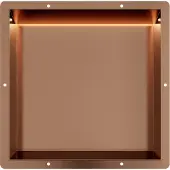 Guido Gusto Copper RVS Inbouwnis 30x30x7cm met tegelflens en RGB verlichting