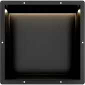 Guido Gusto Mat Zwart RVS Inbouwnis 30x30x10cm met tegelflens en LED verlichting
