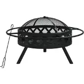 vidaXL Vuurplaats met pook XXL 70 cm staal