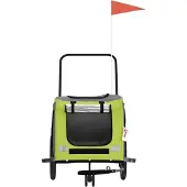 vidaXL Hondenfietstrailer oxford stof en ijzer groen en grijs