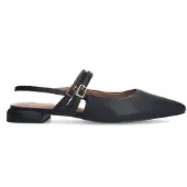 Manfield Zwarte leren slingbacks met dubbele bandjes | Maat 36
