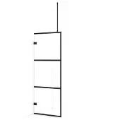Maxaro Diamond Inloopdouche | 80 cm Mat zwart Helder met 4 zwarte strepen Vaste wand