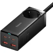 Baseus AC bureau oplader +2U+2C 100W EU Zwart Met Mini witte Type-C naar Type-C 100W/20V/5A -1m Zwart- PSZM000401