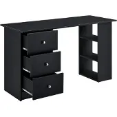 En.casa Bureau Lemberg met 3 lades en vakken 120x49x72 cm zwart