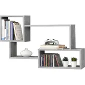 En.casa Wandplank Kvinesdal met 3 vakken 87x18x54 cm betonkleurig