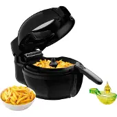 Tefal ActiFry Genius+ FZ7738 Heteluchtfriteuse met roerarm, niet schudden, 1500 W, 1,2 kg voor 6 personen, 9 auto-kookmenu's, energiebesparend, gezonde friteuse zonder olie, zwart