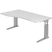 Hjh OFFICE PRO UNDA 18 S - 180 x 100 Tafelhoogte I In hoogte verstelbaar Wit/Zilver