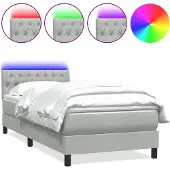 vidaXL Boxspring met matras en LED fluweel lichtgrijs 80x210 cm