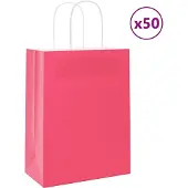 vidaXL Papieren zakjes 50 st met hengsels 21x11x28 cm roze