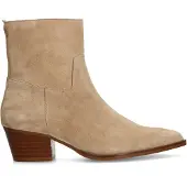 Manfield Beige suède enkellaarsjes met hak | Maat 38