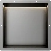 Guido Gusto Gun Metal RVS Inbouwnis 30x30x7cm met tegelflens LED verlichting