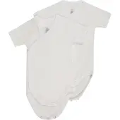 Petit Bateau Set van 2 effen katoenen body's met korte mouwen Unisex Rompertje - Wit