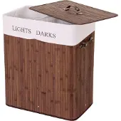 MCW Wasmand -C21, Wasbox Wasbox, bamboe 2 compartimenten 63x55x34cm 100l ~ bruin