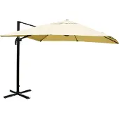 Mendler Zweefparasol -A96, parasol, 3x4m (Ø5m) polyester/aluminium 26kg ~ crème zonder voet