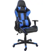 Mendler Bureaustoel -F84, bureaustoel gamestoel directiedraaistoel, kunstleer ~ zwart/blauw