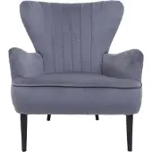 MCW Loungestoel -K37, cocktail fauteuil gestoffeerde fauteuil, fluweel (280g/m²) ~ grijs