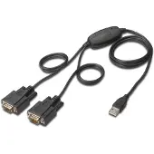 Digitus USB 1.1, Serieel Adapter [1x USB-A 2.0 stekker - 2x D-sub stekker 9-polig] - USB 2.0 zu 2x RS232-Kabel 1.20 m