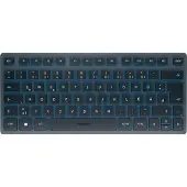 Cherry Bluetooth toetsenbord KW 7100 Mini BT Slate Blue, QWERTZ, voor meerdere apparaten, compact formaat, incl. draagtas